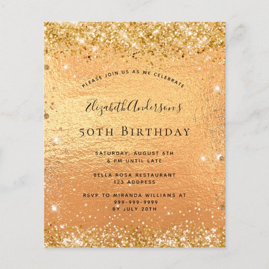 Papier Parties scintillant d'anniversaire budgétaire invi (Devant)