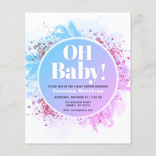 Papier Parties scintillant d'aquarelle budget Oh Baby sho (Devant)