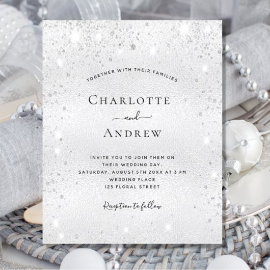 Papier Parties scintillant d'argent mariage élégant