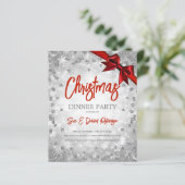 Papier Parties scintillant d'argent Rouge Ribbon Noël (Debout devant)