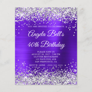 Papier Parties scintillant d'argent Violet Indigo 40e ann
