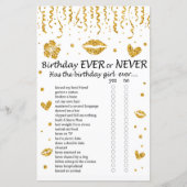 Papier Parties scintillant d'or Anniversaire Jamais ou ja (Devant)