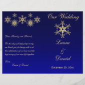 Papier Parties scintillant d'or, bleu Snowflakes Programm (Devant)
