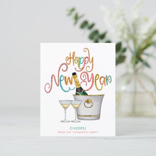 Papier PARTIES SCINTILLANT d'or BUDGET Champagne Bonne an (Debout devant)