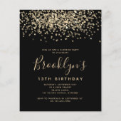 Papier PARTIES SCINTILLANT d'or BUDGET Invitation de la p (Dos)