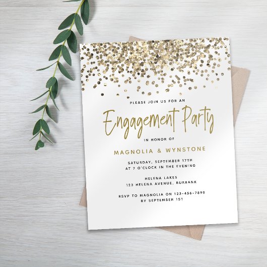 Papier PARTIES SCINTILLANT d'or BUDGET Invitation de la p