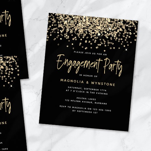 Papier PARTIES SCINTILLANT d'or BUDGET Invitation de la p