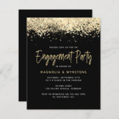Papier PARTIES SCINTILLANT d'or BUDGET Invitation de la p (Devant / Derrière)
