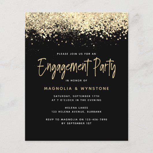 Papier PARTIES SCINTILLANT d'or BUDGET Invitation de la p (Devant)