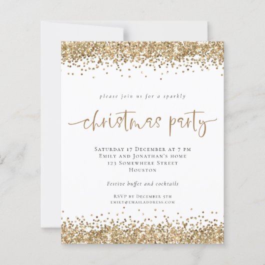 Papier Parties scintillant d'or budget Script Noël Invita (Devant)
