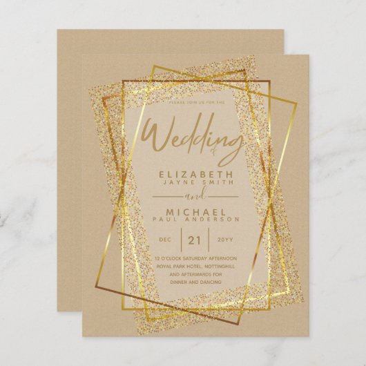 PAPIER PARTIES SCINTILLANT D'OR BUDGÉTAIRE REGARDER LES I (Devant / Derrière)