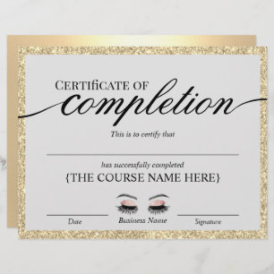 Papier Parties scintillant d'or Certificat d'achèvement