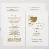Papier Parties scintillant d'or Coeur et étoiles Mariage  (Devant / Derrière)