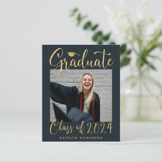 Papier PARTIES SCINTILLANT d'or Élégante BUDGET Bleu GRAD (Debout devant)