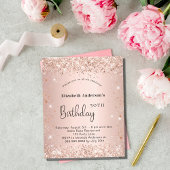 Papier Parties scintillant d'or rose d'anniversaire de bu