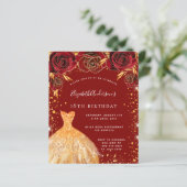 Papier Parties scintillant d'or rouge anniversaire invita (Debout devant)