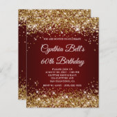 Papier Parties scintillant d'or rouge foncé Ombre 60e ann (Devant / Derrière)