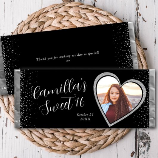 Papier Parties scintillant en argent Black Custom Candy B