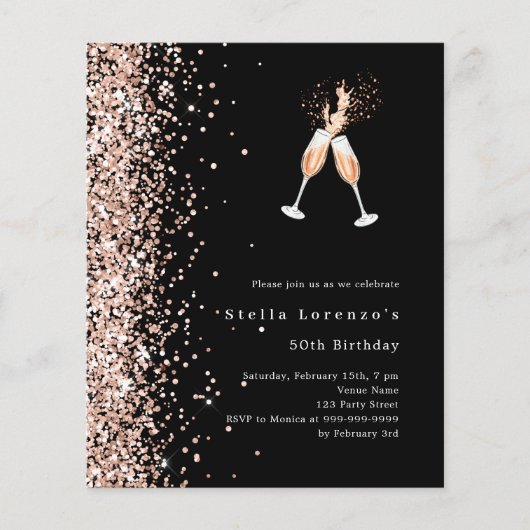 Papier Parties scintillant en or rose noir applaudit l'in (Devant)