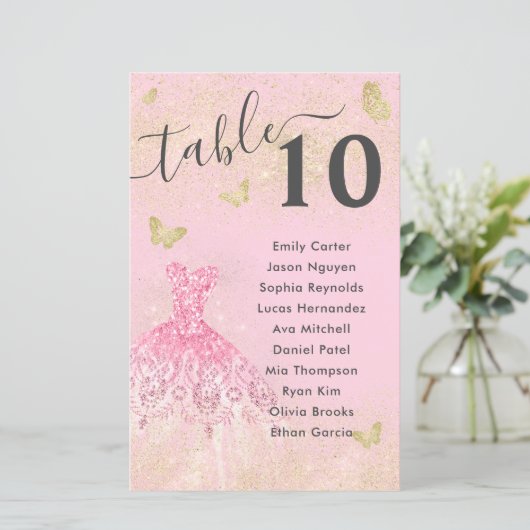 Papier Parties scintillant en or rose pâle Gown Quinceane (Debout devant)