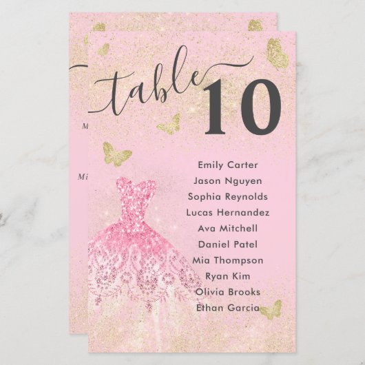 Papier Parties scintillant en or rose pâle Gown Quinceane (Devant / Derrière)