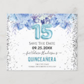 Papier Parties scintillant florale Blue Quinceañera Enreg (Devant)