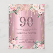 Papier Parties scintillant florale rose Budget 90 Anniver (Devant)