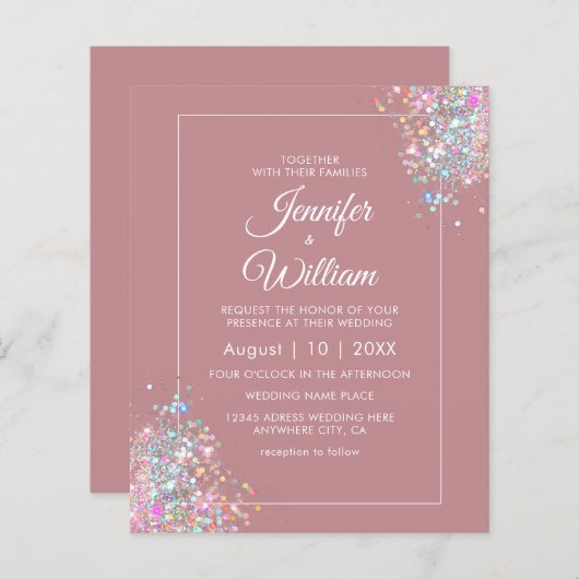 Papier Parties scintillant holographique Dusty Rose (Devant / Derrière)