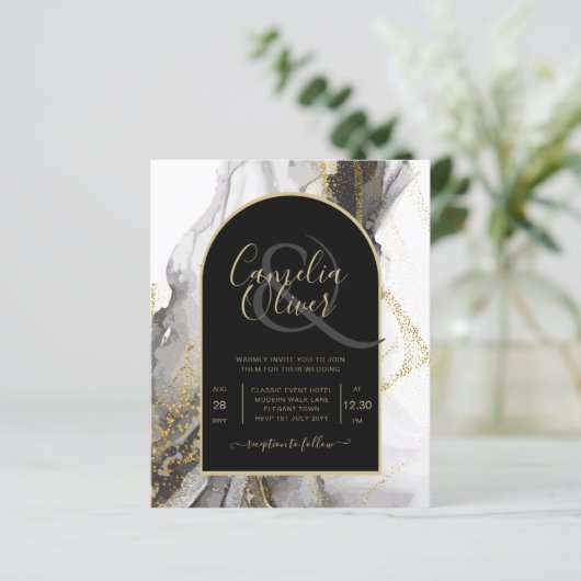 Papier Parties scintillant moderne en marbre d'Agate d'or (Debout devant)