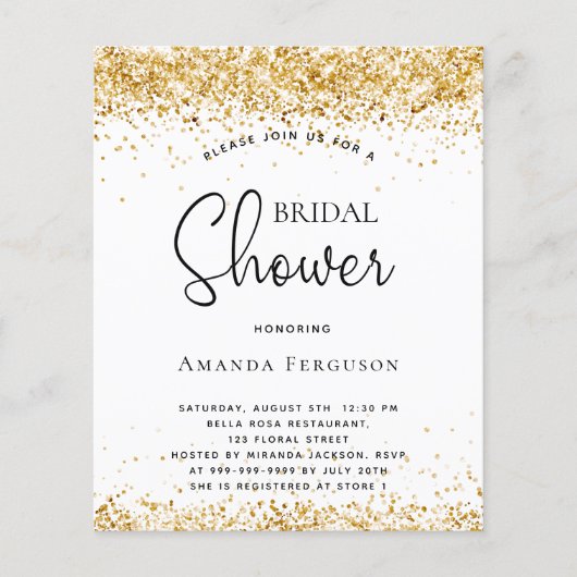 Papier Parties scintillant nuptiale budget blanc or invi (Devant)