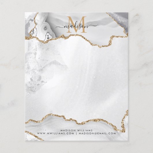 Papier Parties scintillant or blanc Agate Girl Monogramme (Devant)