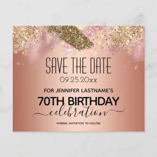 Papier Parties scintillant rose 70e anniversaire Enregist (Devant)