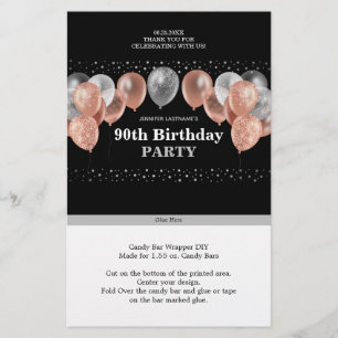 Papier Parties scintillant rose 90e anniversaire Candy Ba