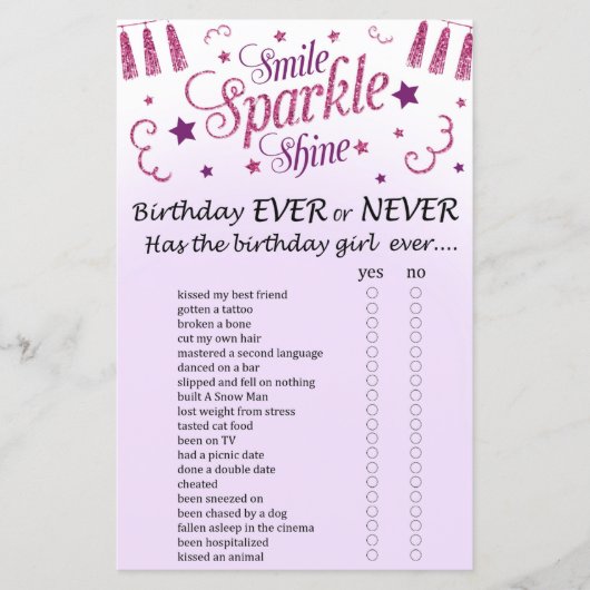 Papier Parties scintillant rose Anniversaire Jamais ou ja (Devant)