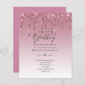 Papier PARTIES SCINTILLANT rose BUDGET Invitations de mar (Devant / Derrière)