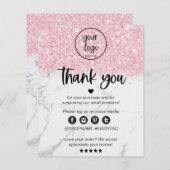 Papier Parties scintillant rose Marbre Merci d'affaires p (Devant / Derrière)