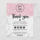Papier Parties scintillant rose Marbre Merci d'affaires p (Devant)