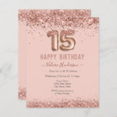 Papier Parties scintillant rose vif Joyeux 15e anniversai (Devant / Derrière)