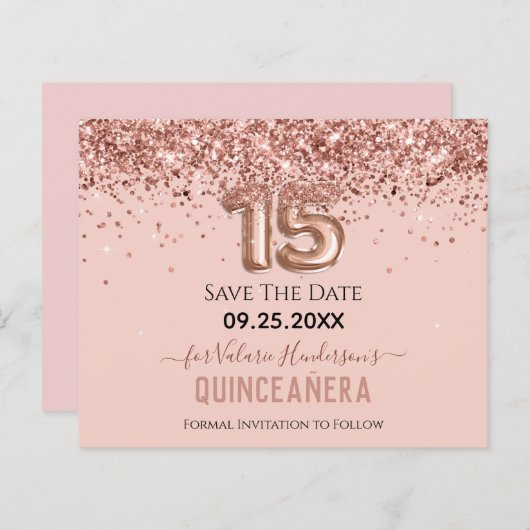 Papier Parties scintillant rose vif Quinceanera Enregistr (Devant / Derrière)