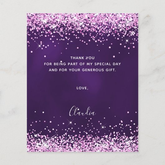 Papier Parties scintillant rose violet brillant merci (Dos)