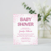 Papier parties scintillant roses simples baby shower invi (Debout devant)