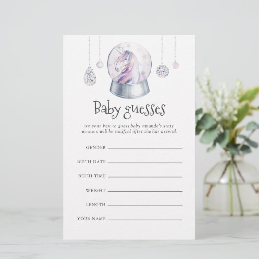 Papier Parties scintillant Unicorn Noël Baby shower Guess (Debout devant)