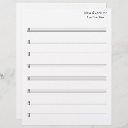 Papier Partition vierge 8 Stave Alto (Devant / Derrière)