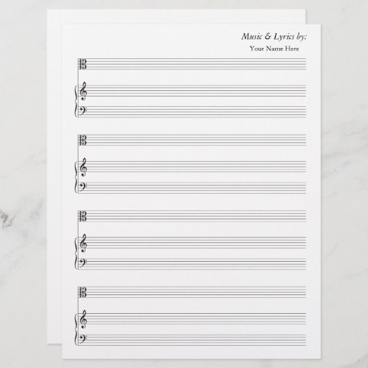 Papier Partition Vierge Alto Et Piano (Devant / Derrière)