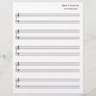 Papier Partition vierge Grand Staff Basse et Treble
