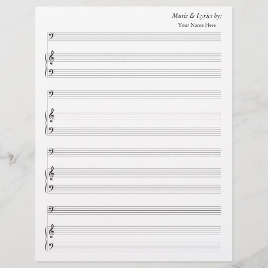 Papier Partition vierge Musique 4 contreplaqué basse et p (Devant)