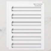 Papier Partition vierge piano 6 portées (Devant / Derrière)