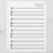Papier Partition vierge Vierge Piano Treble Clef (Devant / Derrière)