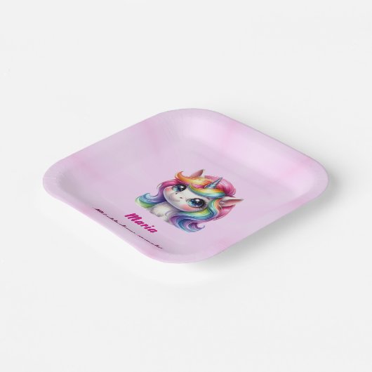 Papier & Party Borden schattige eenhoorn Papieren Bordje (Gebogen)