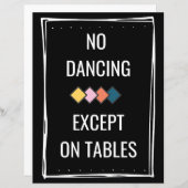 Papier Pas de danse sauf sur les tables (Devant / Derrière)